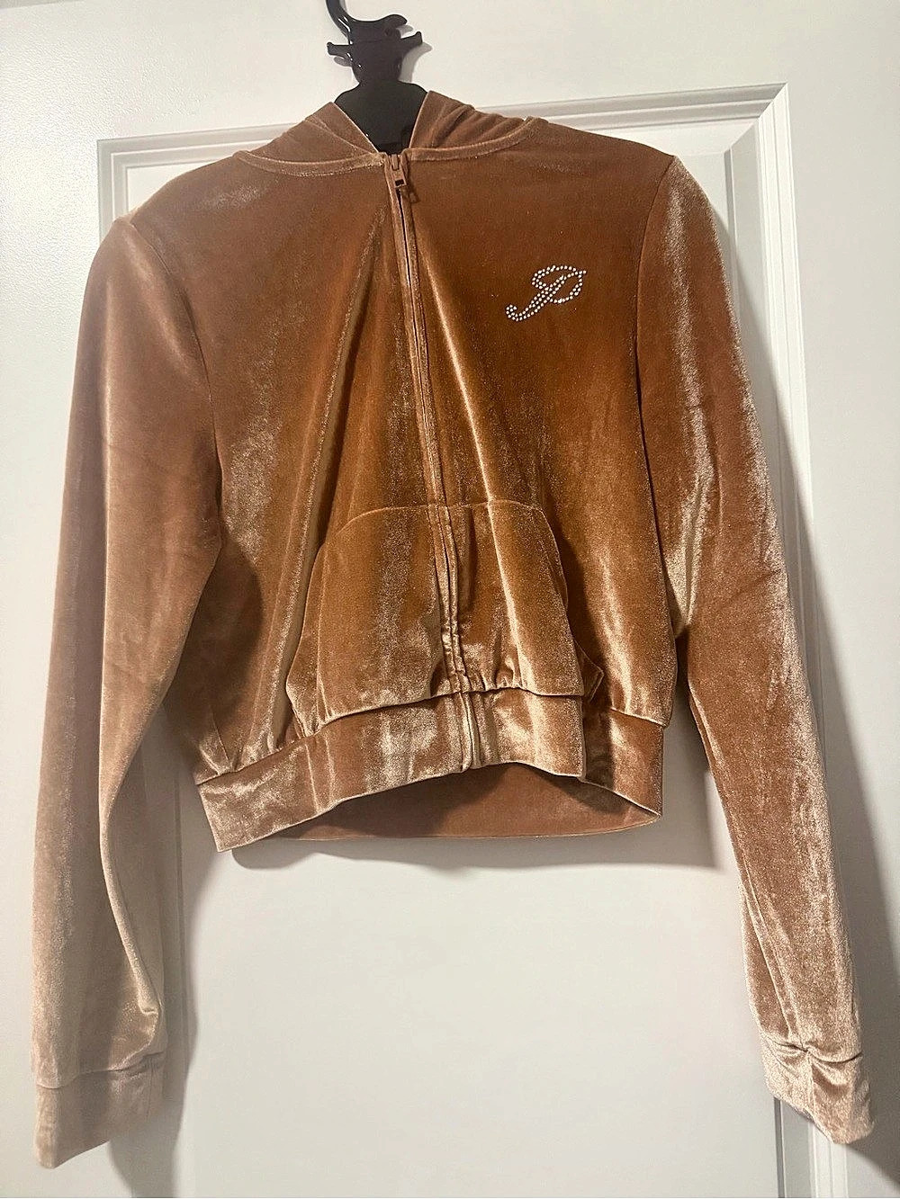 PINK Velour Track Set in Brown Size Small